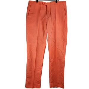 Stacy Adams Linen Blend Pants Mens 40/34 Coral Summer Preppy Resortwear